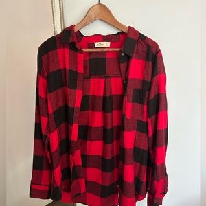 Checkered black and red flannel
